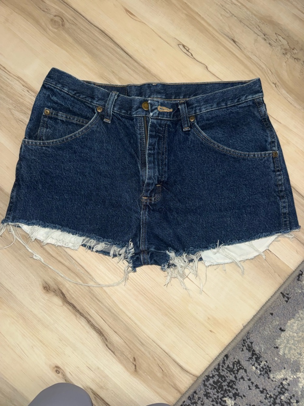 Wrangler High-Rise Dark Blue Denim Cutoff Shorts
